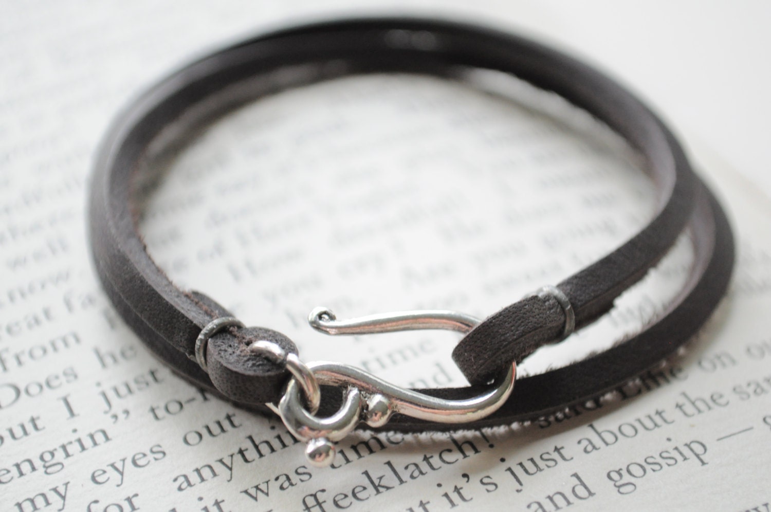 Dark Night Double wrap Leather cord bracelet- Beach bracelet, summer wrap bracelet