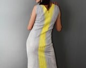 Felted OOAK Dress silver gray neon yellow color block spring ball evening gown