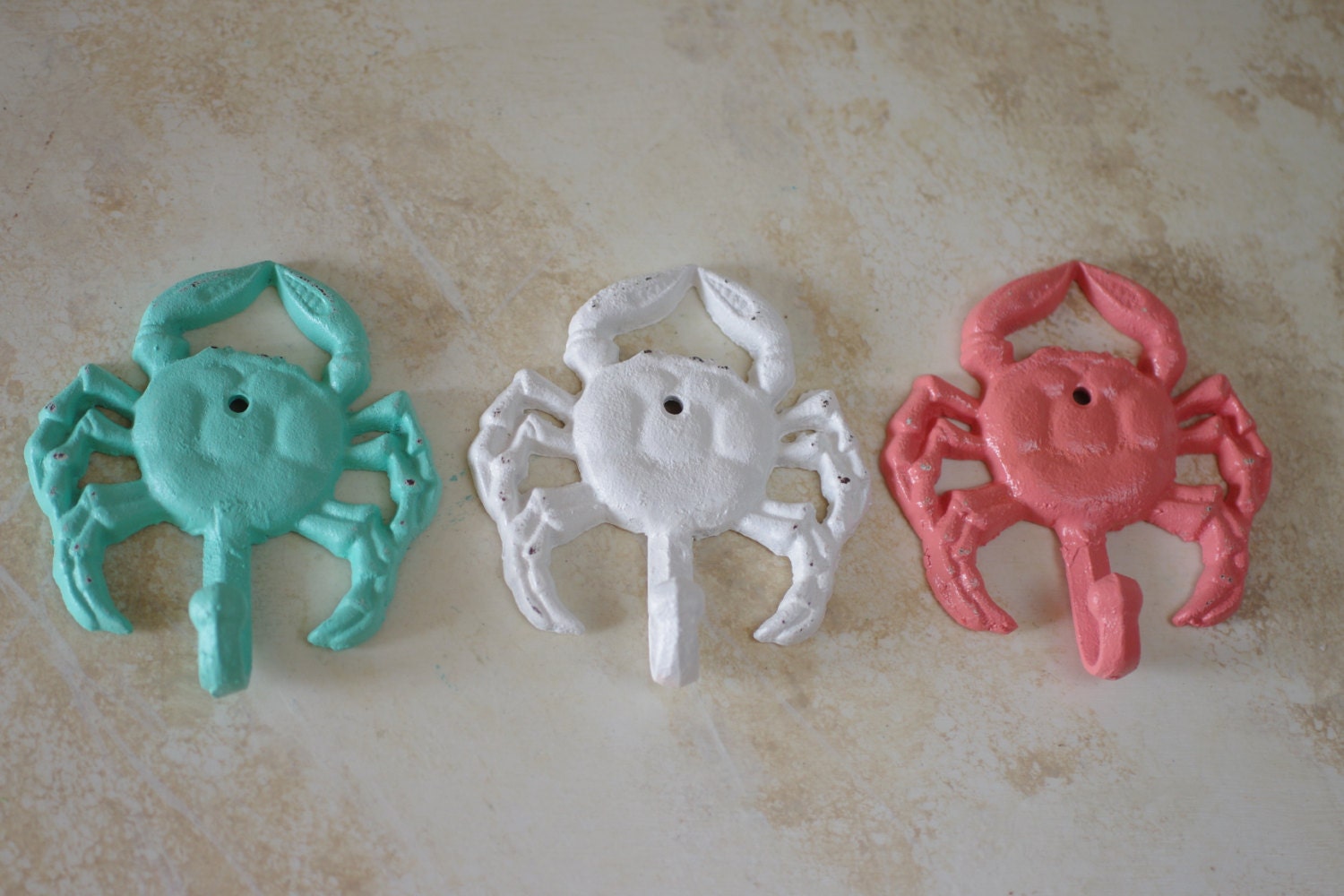 Cast Iron Crab Hook - Beach Decor - PICK YOUR COLOR