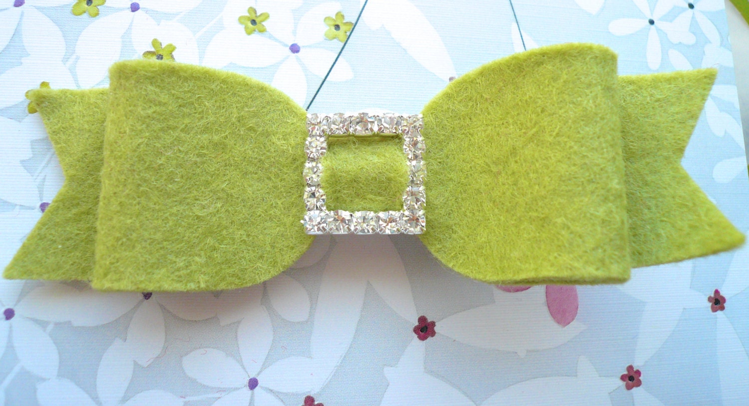 Sage Green Felt Bow Hair Clip, Spring, Hair Bow, Hairbow, Kids, Toddlers Accessories
