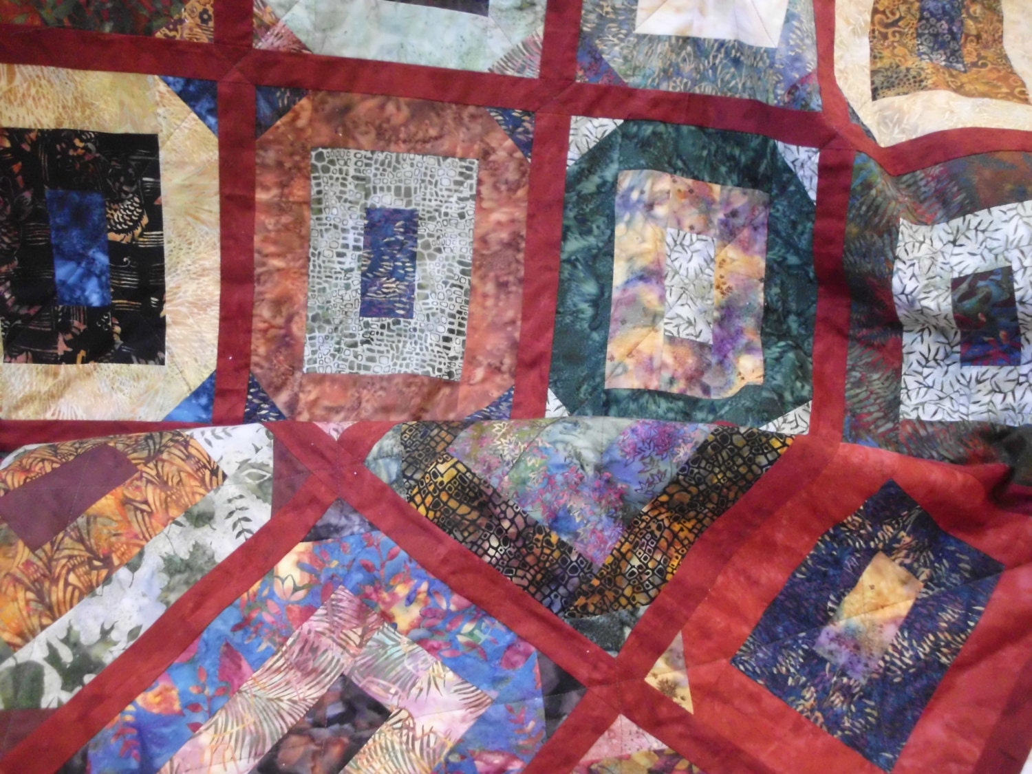 Batik windows lap quilt
