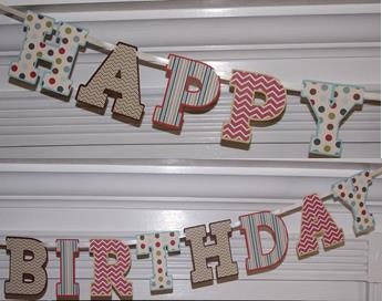 Happy Birthday Letter Banner ...Sock Monkey ... vintage ... red blue brown ... READY TO SHIP ... adjustable Il_170x135