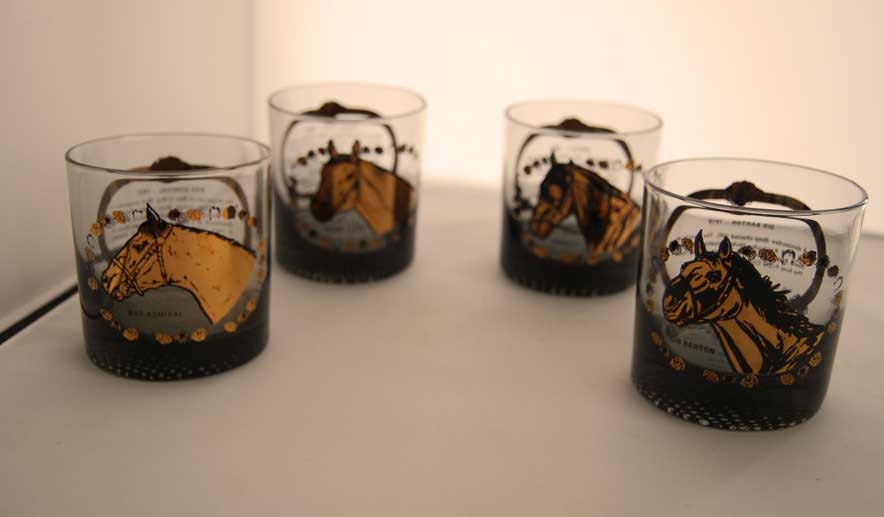 Set of Four Championship Horse Highball Glasses