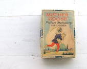Vintage Mother Goose Box - Vintage Japan Elephant Wood Puzzle - 1930s Ephemera - Toy