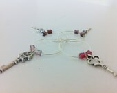 Romantic Key Beaded Wine Glass Charms