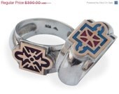 on sale Sterling Silver Ring 925k , 9k gold  and Enamel For Men and Women springr fashion