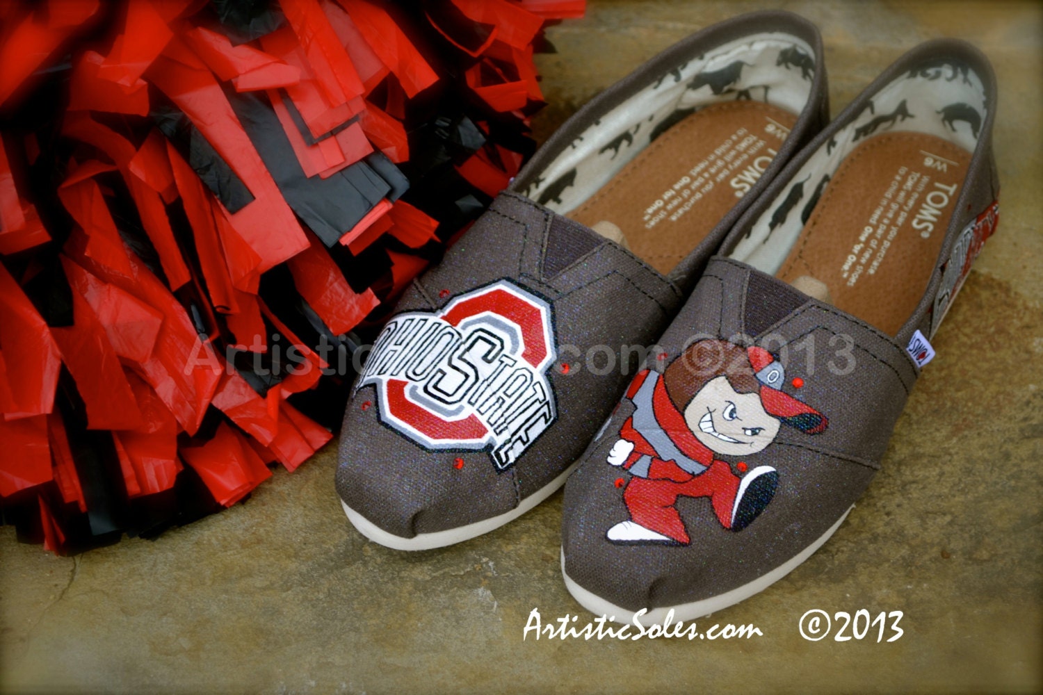 University Custom Painted TOMS Shoes - Ohio State