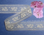 10 Yards Vintage Cream Insertion Lace Trim 3/4 inch wide Fabric Trim N26D