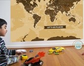 World Map Decal, Beautiful Big World, 50X70 Inches, Nursery Decor, Baby Room, Play room ideas