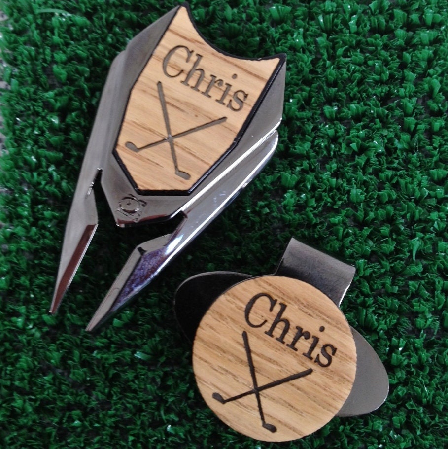 Personalized Groomsmen Gifts - Wood Golf Ball Marker Set - Divot Tool & Hat Clip - Gifts for Groomsmen, Best Man, Father of the Bride Gift