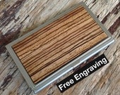 Handcrafted inlaid ZEBRA Wood Business  Card Case ID/Card Holder  - Perfect Gradnuation Gift - FREE Engraving