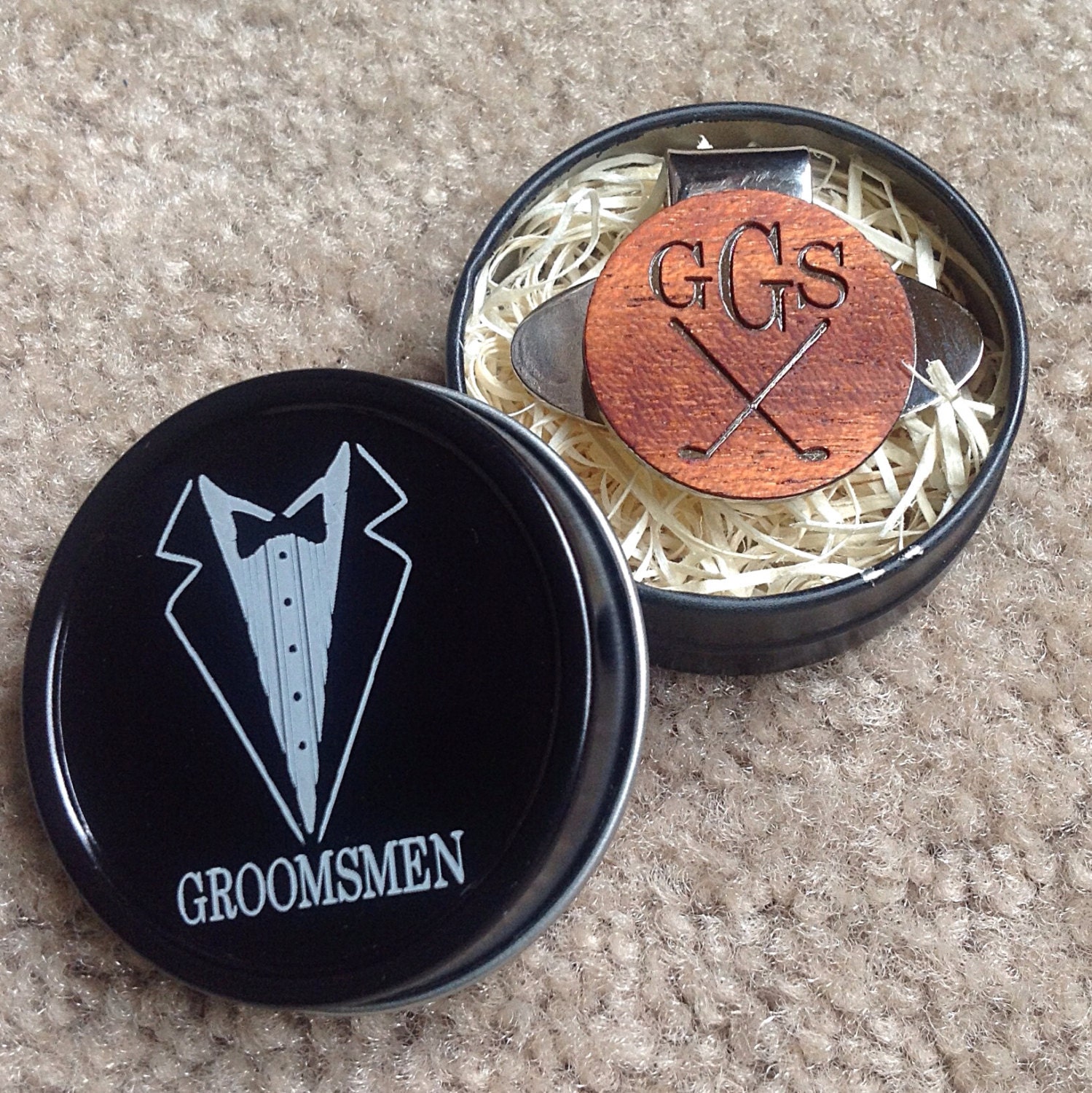 Personalized Groomsman Gift Wood Golf Ball Marker / Hat Clip - Gifts for Groomsmen, Best Man Gift, Father of the Bride Gift