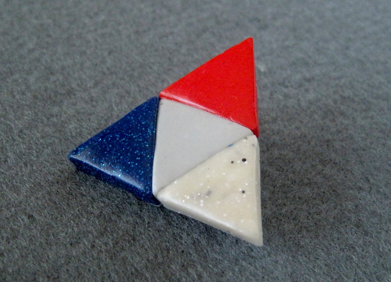Pyramid Red White and Blue Triangle Brooch - Basics Batch