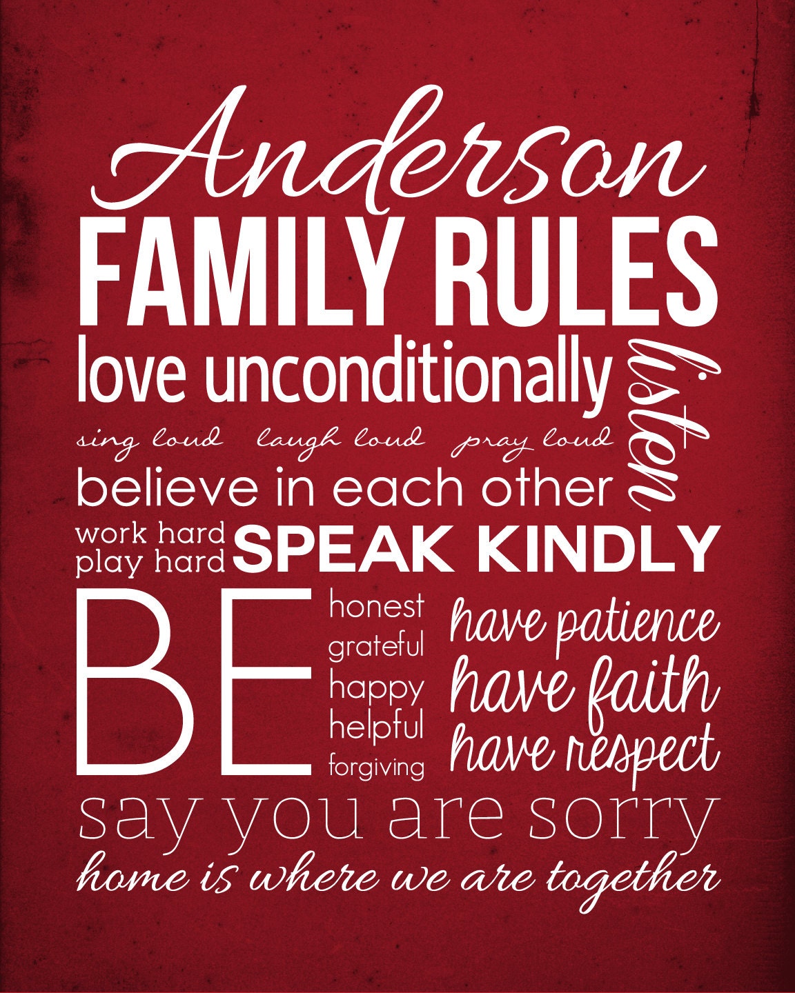 Personalized Family Rules Subway Art Print
