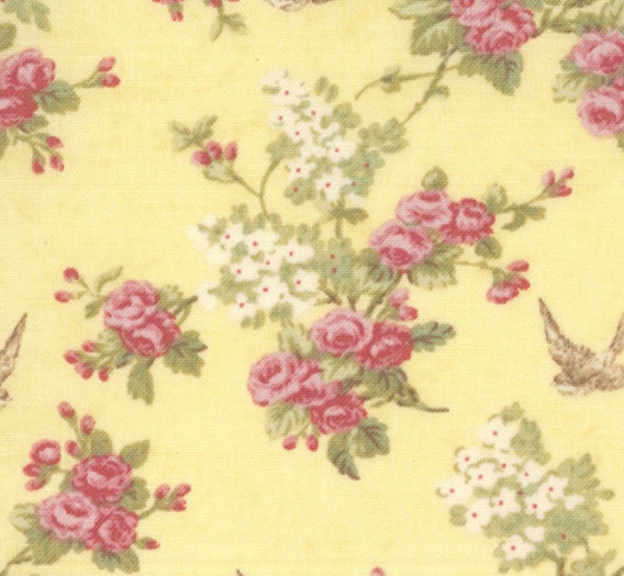 Paris Flea Market - Swallows in Lemon Chiffon by 3 Sisters for Moda Fabrics