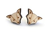 Wooden Fox Stud Earrings