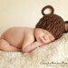 Newborn Baby Boy Hat, 0 to 1 Months Baby Boy Hat, Baby Boy Teddy Bear Hat, Chocolate Brown with Cream Ears. Newborn Photo Props. Baby Gift.