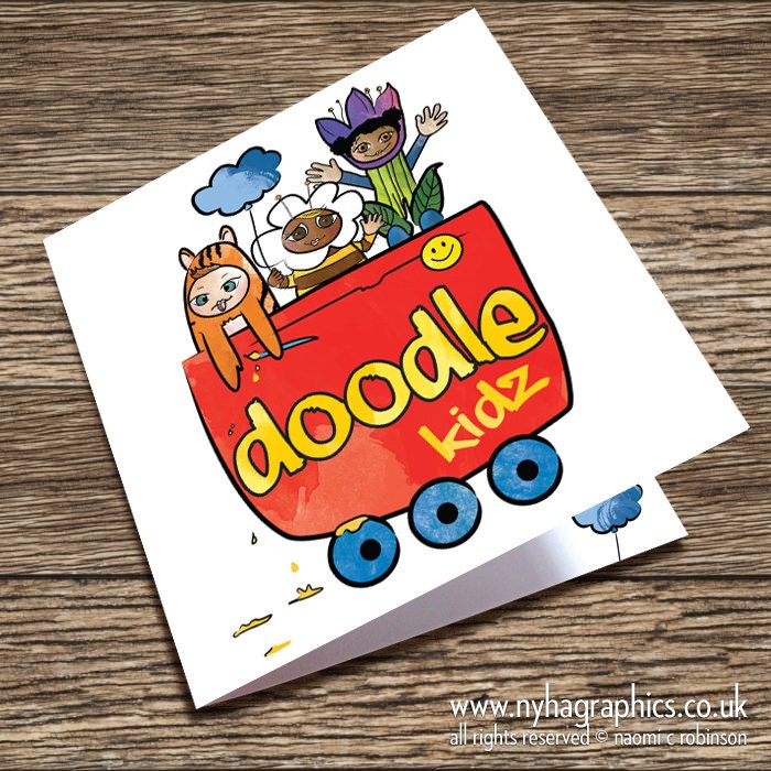 Blank Greeting Card - Doodle Kids Gang - Blank Card