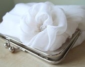 EllenVintage Silk Chiffon Clutch In White or Ivory, Wedding clutch, Wedding bag, Bridesmaid clutch, Bridal clutch, Purse for wedding