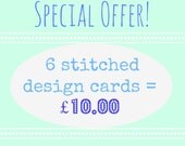 special multi buy offer - 6 greeting cards with stitched design-suitable for every occasion