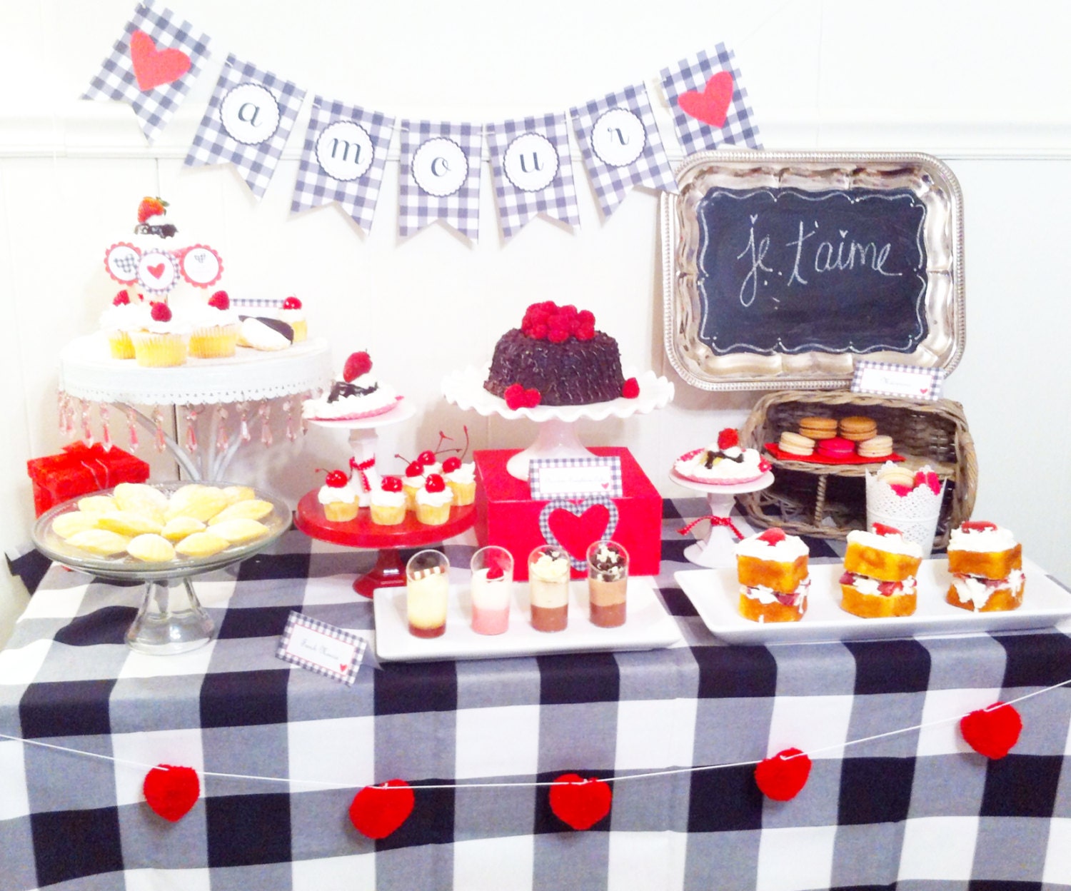 Black & White Gingham Valentine's Day Collection - Printable Il_570xn