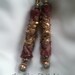 Burgundy and Gold Fiber Bead Earrings with Swarovski Crystals