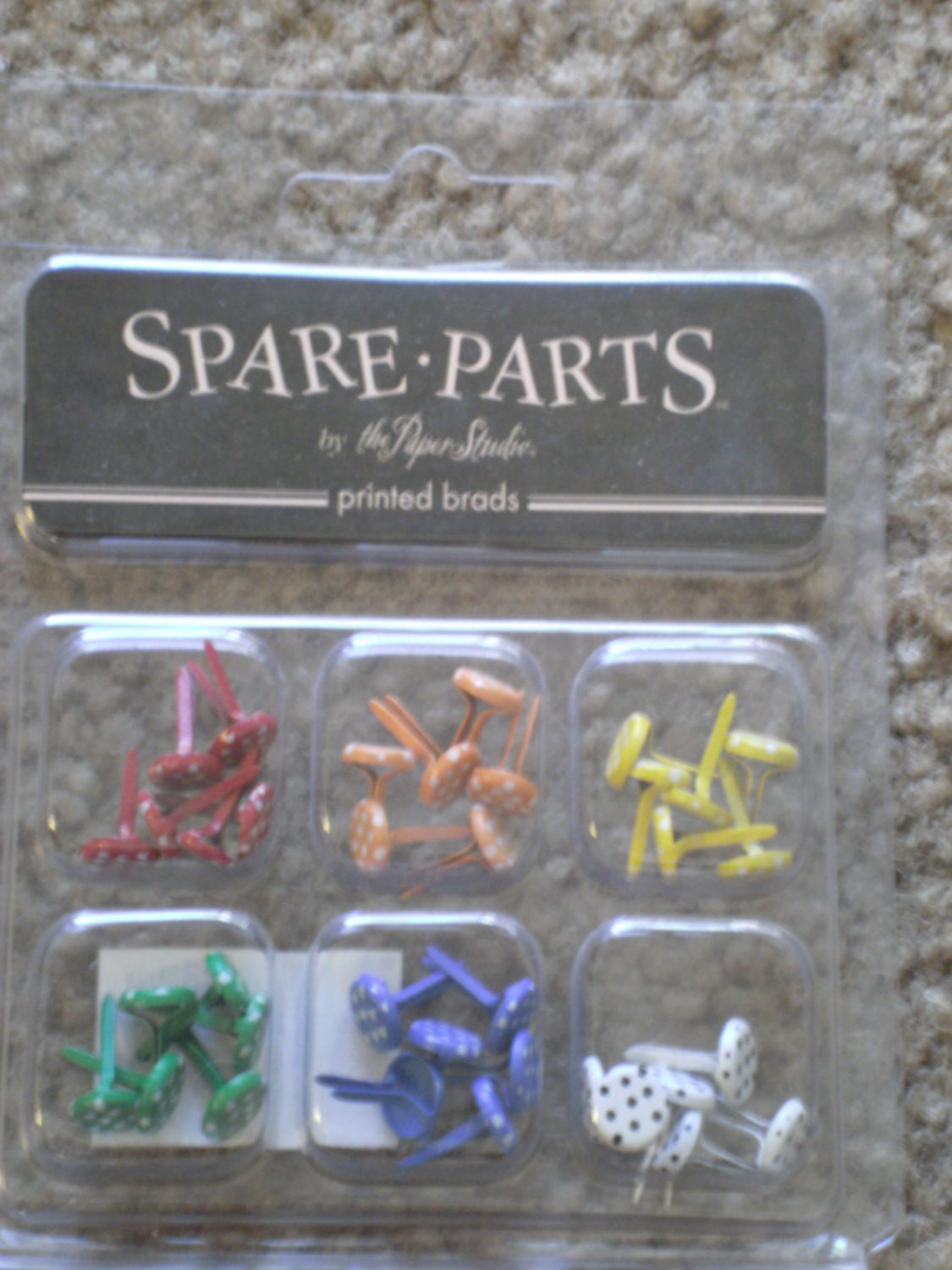 Spare Parts by THe Paper Studio printed brads polka dot
