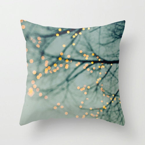Pillow Case - Tree Lights - Nature Home Decor - Blue - Pillow Cover  - Fine Art Pillow - 18x18