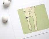 Daily Drawing No. 5 Dog 5x7 illustrated art print, green, pet art, American Dingo, wall decor, Carolina Dog, mans best friend, light green