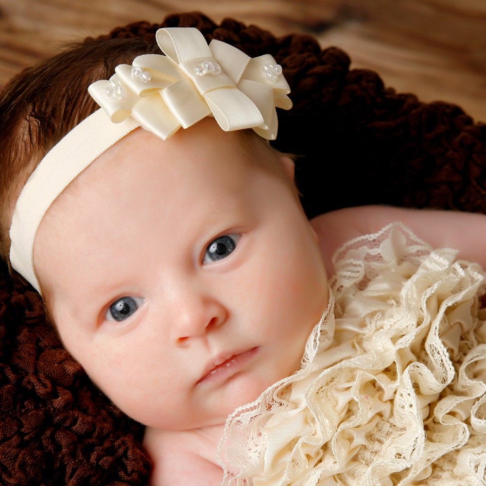 Satin Tiara Headband in Ivory