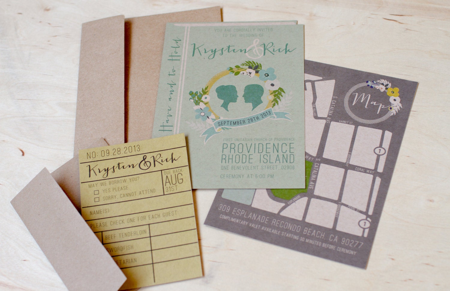 Library book wedding invitation set