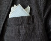 Men's Pocket Square in Blue Swirl- cotton handkerchief circles flowers wedding groomsmen suit white washable