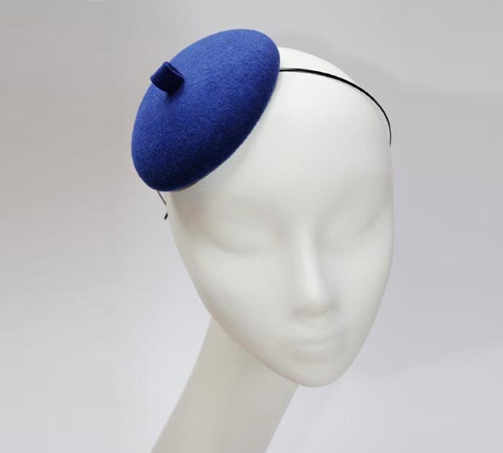 Mini Hat-Button-Cobalt-Wool Felt