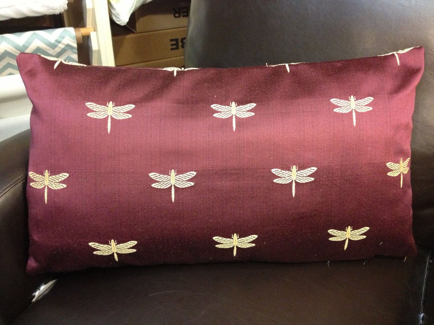 14" by 26" lumbar zipper pillow cover Dragonfly