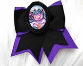 Ursula Black & Purple Traditional Hair Bow Clip