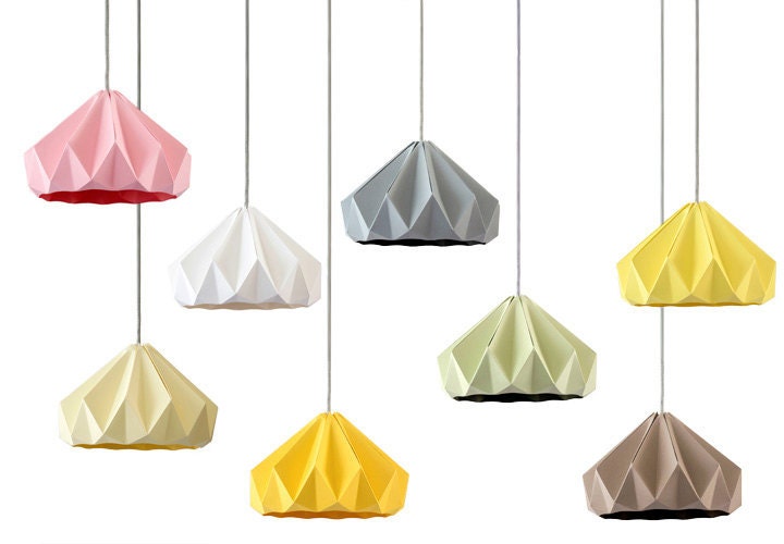 Chestnut paper origami lampshade grey