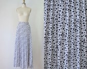 1970s Polka Dot Maxi Skirt / 70s Black and White Skirt