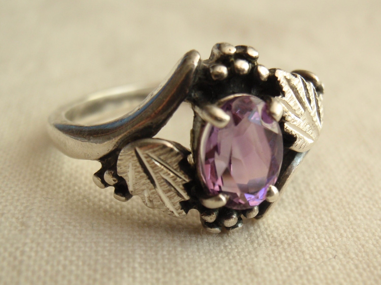 Sterling Silver Grapevine Motif Natural Amethyst Dakota Silver Wheeler