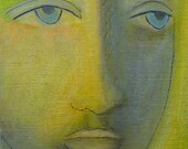 Original Art ACEO - Miniature Painting - DAYDREAMING - Figurative - Portrait on Wood