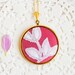 Textile necklace with white lace and red fabric - golden - bridesmaid jewelry, Mother's day gift