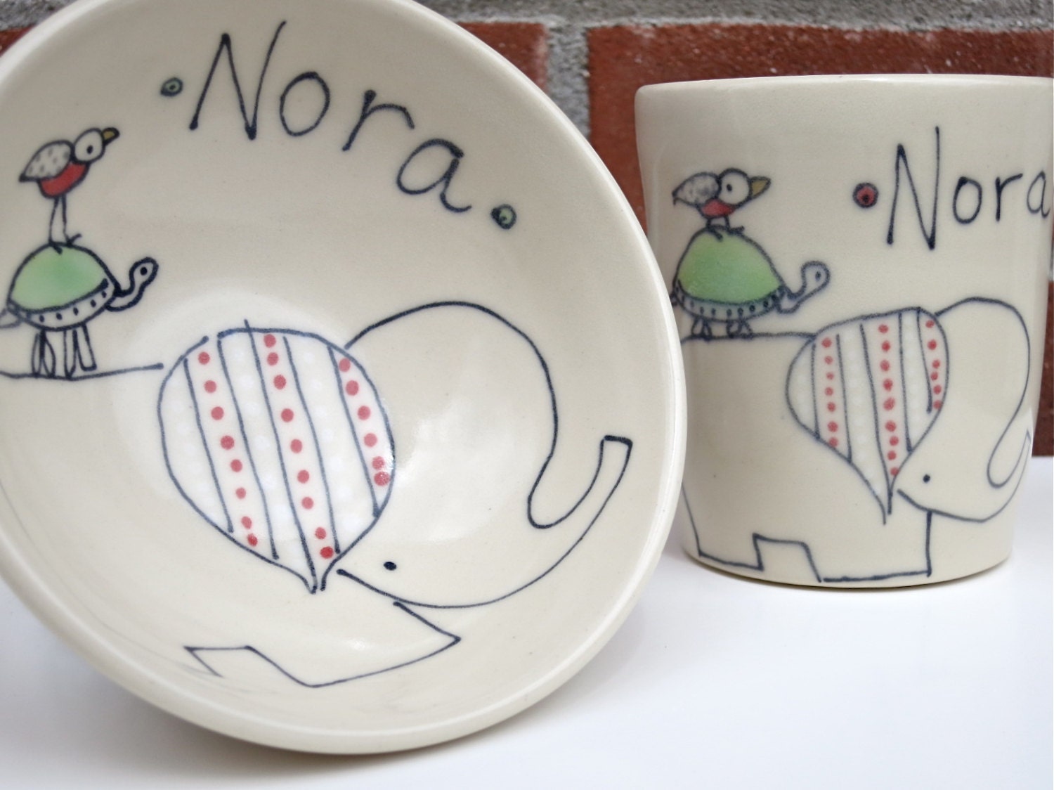 Personalized Baby Gift Set - Pile O' Animals - Small Bowl and Juice Cup - Personalized Baby Gift
