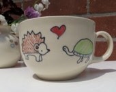 Hedgehog and Turtle in Love Teacup