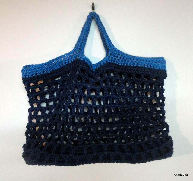 Rectangular Blue market bag trimmed in denim blue