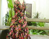 Floral Print Halter Cotton Dress - SK130501