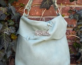 Pale aqua leather purse