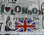 I love London rock style - beige - 1 yard - cotton linen - 3 colors to choose