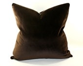 Velvet Pillow Cover, Chocolate Brown, Decorative Pillow Cover, Accent Pillow, Throw Pillow, Toss Pillow
