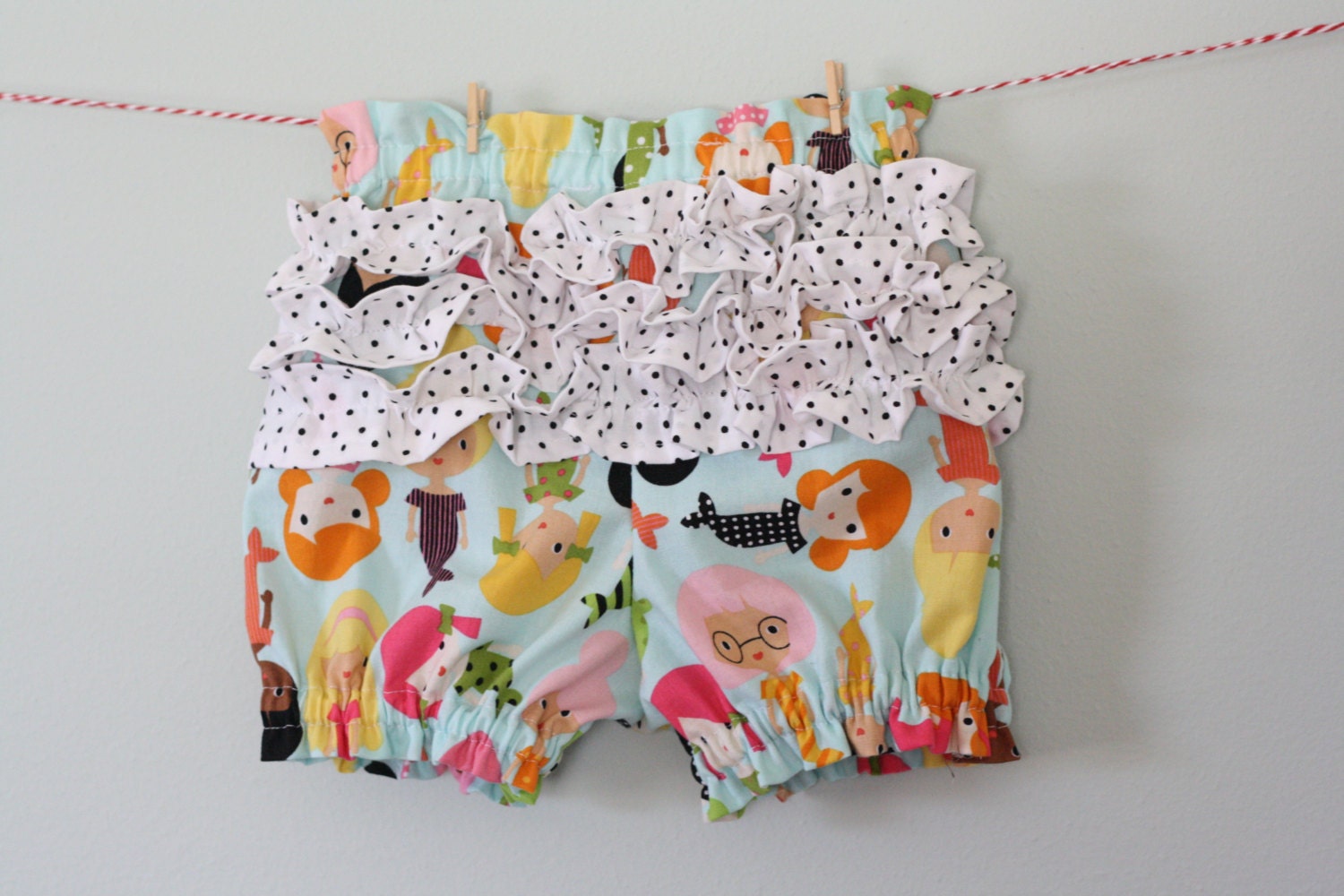 Ruffle Bloomers Modern Mermaid, Polka Dots, Baby Girl, Toddler Girl