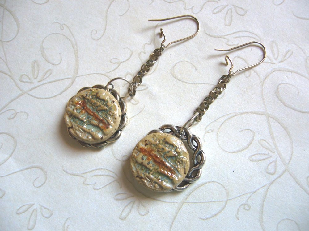 Spring Tan Ceramic Earrings