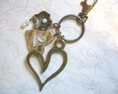 Heart To Heart Brass And Ceramic Key Ring